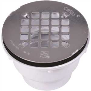 Oatey 420452 PVC Shower Drain with Round 4-1/4 in. Stainless Steel Strainer