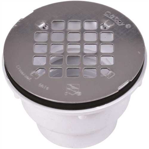 PVC Shower Drain with Round 4-1/4 in. Stainless Steel Strainer
