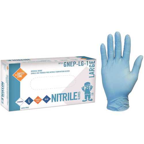 THE SAFETY ZONE GNEP-SM-1 Small Thick Blue Nitrile Exam Gloves Bulk (Pack of 100)