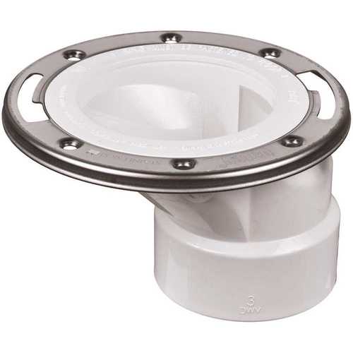 Oatey 436052 PVC Offset Open Toilet Flange with Stainless Steel Ring
