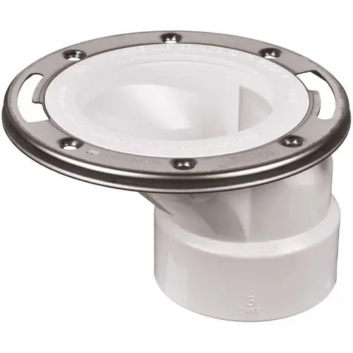 Oatey 436052 PVC Offset Open Toilet Flange with Stainless Steel Ring White