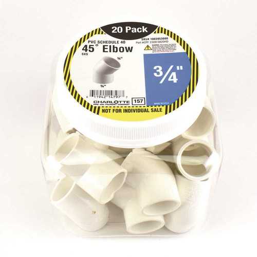 Charlotte Pipe 3/4 in. PVC Elbow S x S - Pack of 20