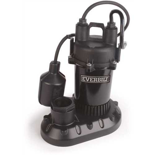 Everbilt 1/2 HP Submersible Aluminum Sump Pump with Tethered Switch
