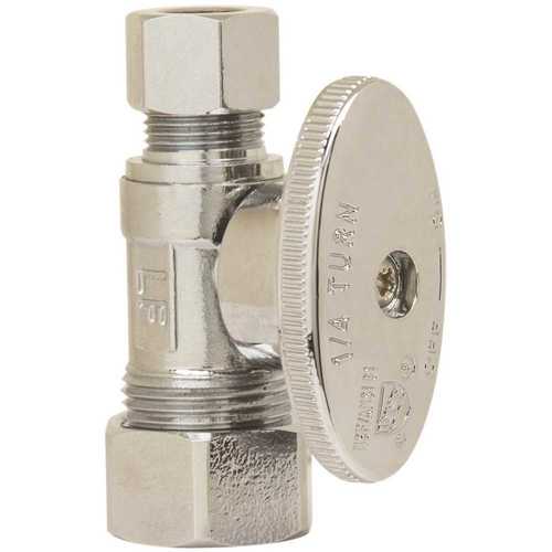 PLUMB SHOP 1/2 in. Nominal Compression x 3/8 in. O.D. Compression 1/4 in. Turn Straight Stop