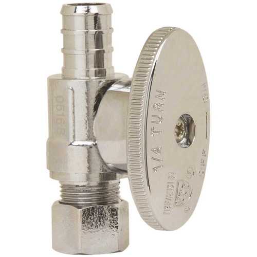 BrassCraft PLB204X P PLUMB SHOP 1/2 in. Nominal Crimp Barb (PEX) x 3/8 in. O.D. Compression 1/4 in. Turn Straight Stop