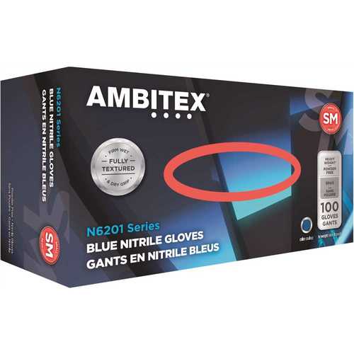 Tradex International NSM6201 Ambitex Nitrile XP Small Powder Free Blue Disposable Glove - pack of 100