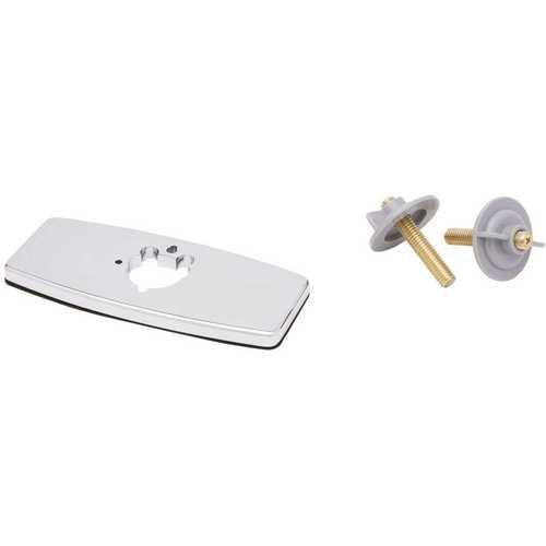 T&S BRASS 4 in. Center Deck Plate in Chrome Plated Brass