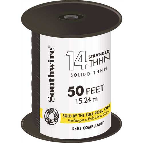 50 ft. 14 Black Stranded CU THHN Wire