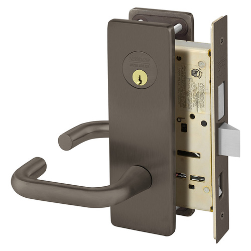 Dormitory Exit Double Cylinder with Deadbolt Mortise Lock with J Lever and LS Escutcheon Oil Rubbed Bronze Finish