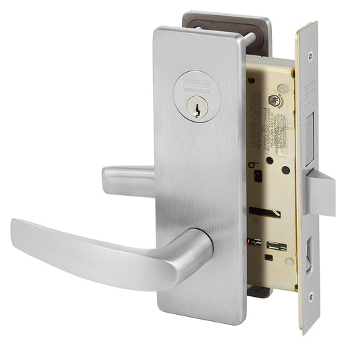 Dormitory Exit Double Cylinder with Deadbolt Mortise Lock with B Lever and LS Escutcheon Satin Chrome Finish