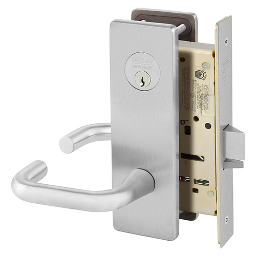 Inner Entry Office Mortise Lock with J Lever and LS Escutcheon Satin Chrome Finish