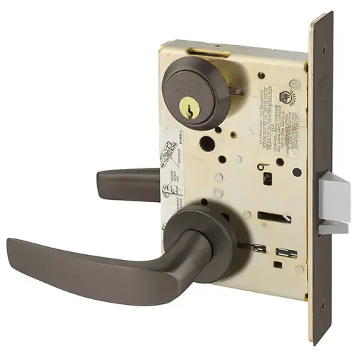 Institutional Privacy Unlocks with Door Close and Inside Lever and Inside Retracts Latchbolt Mortise Lock with B Lever and LN Rose Oil Rubbed Bronze Finish