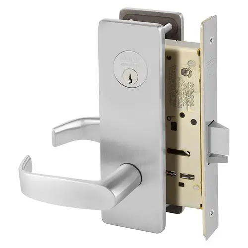 Inner Entry Office Mortise Lock with L Lever and LS Escutcheon Satin Chrome Finish