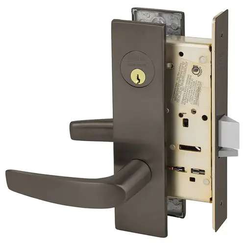 Institutional Privacy Unlocks with Door Close and Inside Lever and Inside Retracts Latchbolt Mortise Lock with B Lever and LE1 Escutcheon Oil Rubbed Bronze Finish