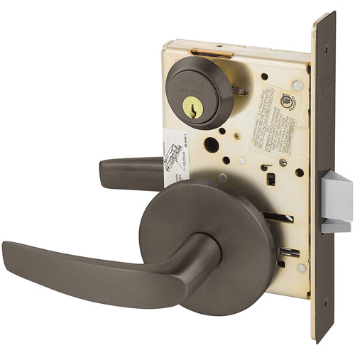 Institutional Privacy Unlocks with Inside Lever and Inside Retracts Latchbolt Mortise Lock with B Lever and L Rose Oil Rubbed Bronze Finish