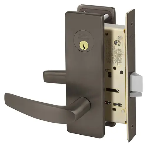 Institutional Privacy Unlocks with Door Close and Inside Lever and Inside Retracts Latchbolt Mortise Lock with B Lever and LS Escutcheon Oil Rubbed Bronze Finish