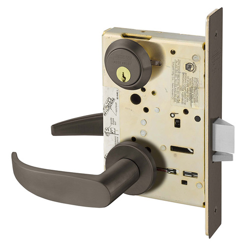 Institutional Privacy Unlocks with Inside Lever and Inside Retracts Latchbolt Mortise Lock with P Lever and LN Rose Oil Rubbed Bronze Finish