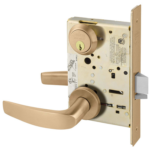 Institutional Privacy Unlocks with Door Close and Inside Lever and Inside Retracts Latchbolt Mortise Lock with B Lever and LN Rose Satin Bronze Finish