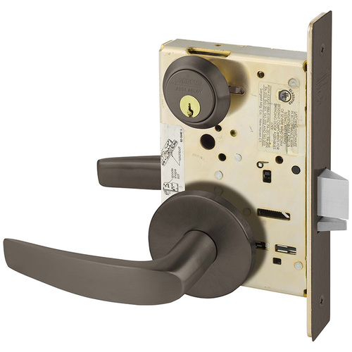 Institutional Privacy Unlocks with Inside Lever and Inside Retracts Latchbolt Mortise Lock with B Lever and O Rose Oil Rubbed Bronze Finish