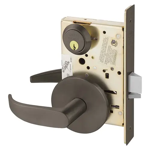 Institutional Privacy Unlocks with Inside Lever and Inside Retracts Latchbolt Mortise Lock with P Lever and L Rose Oil Rubbed Bronze Finish