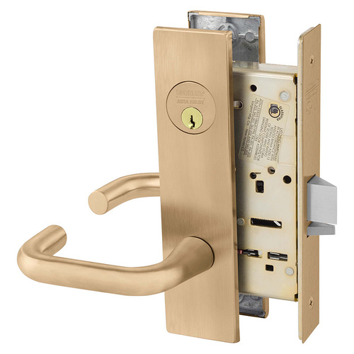 Institutional Privacy Unlocks with Door Close and Inside Lever and Inside Retracts Latchbolt Mortise Lock with J Lever and LW1 Escutcheon Satin Bronze Finish