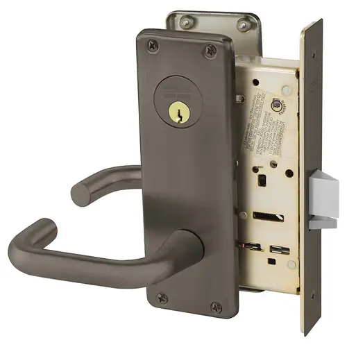 Institutional Privacy Unlocks with Door Close and Inside Lever and Inside Retracts Latchbolt Mortise Lock with J Lever and WT Escutcheon Oil Rubbed Bronze Finish