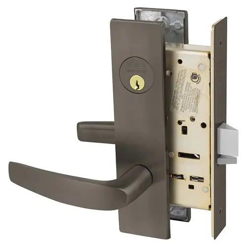 Institutional Privacy Unlocks with Inside Lever and Inside Retracts Latchbolt Mortise Lock with B Lever and LW1 Escutcheon Oil Rubbed Bronze Finish