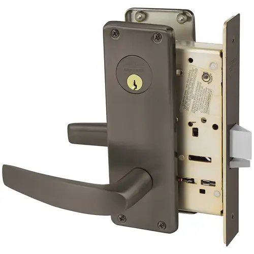 Institutional Privacy Unlocks with Inside Lever and Inside Retracts Latchbolt Mortise Lock with B Lever and WT Escutcheon Oil Rubbed Bronze Finish