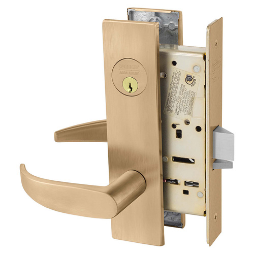 Institutional Privacy Unlocks with Inside Lever and Inside Retracts Latchbolt Mortise Lock with P Lever and LW1 Escutcheon Satin Bronze Finish