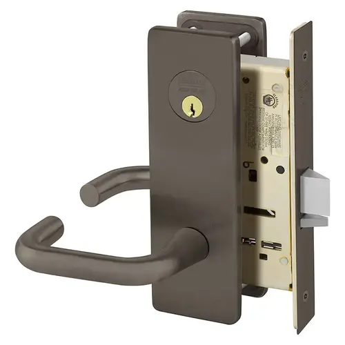 Classroom Security Holdback Double Cylinder Mortise Lock with J Lever and LS Escutcheon Oil Rubbed Bronze Finish