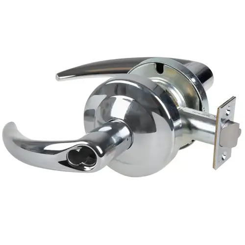 ALX Series Grade 2 Entry Omega Lever Lock with Small Format IC Prep Less Core; 47267042 Deadlatch; and 47267101 ANSI Strike Bright Chrome Finish