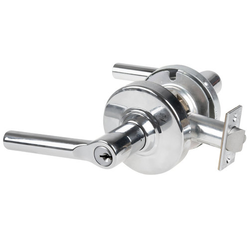 ALX Series Grade 2 Classroom Broadway Lever Lock with C Keyway; 47267042 Deadlatch; and 47267101 ANSI Strike Bright Chrome Finish