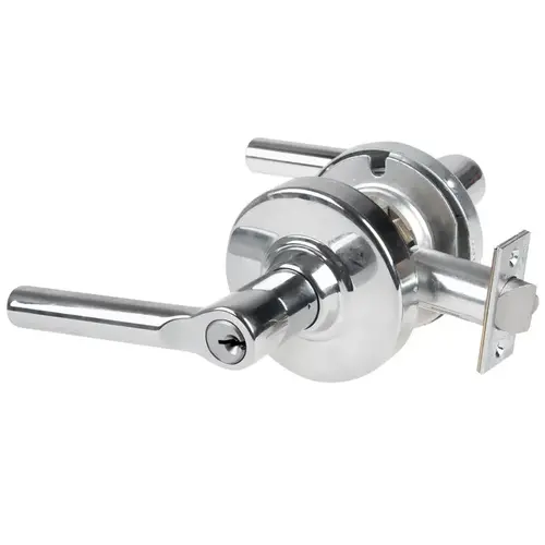 ALX Series Grade 2 Entry Broadway Lever Lock with C Keyway; 47267042 Deadlatch; and 47267101 ANSI Strike Bright Chrome Finish