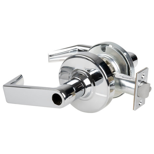 ALX Series Grade 2 Entry Rhodes Lever Lock Less Cylinder with 47267042 Deadlatch and 47267101 ANSI Strike Bright Chrome Finish