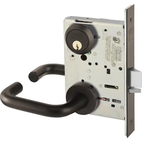 KIT - Storeroom Mortise Lock, LNJ - LN Rose x J Lever, LA Keyway 1-Bitted, Grade 1, 613E/US10BE Dark Oxidized Satin Bronze