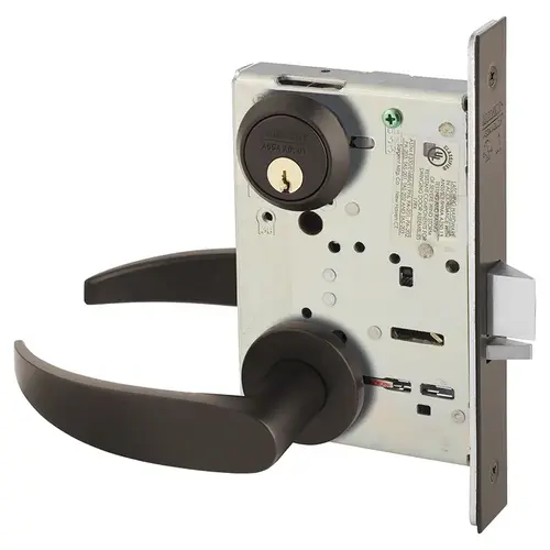 KIT - Classroom Mortise Lock, LNP - LN Rose x P Lever, LA Keyway 1-Bitted, Grade 1, 613E/US10BE Dark Oxidized Satin Bronze