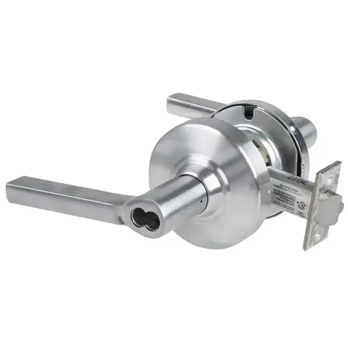 ALX Series Grade 2 Classroom Latitude Lever Lock with Large Format IC Prep Less Core; 47267042 Deadlatch; and 47267101 ANSI Strike Satin Chrome Finish