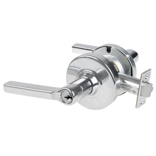 ALX Series Grade 2 Classroom Latitude Lever Lock with C Keyway; 47267042 Deadlatch; and 47267101 ANSI Strike Bright Chrome Finish