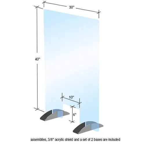 Brixwell PS3040WN Portable Acrylic Shield, 30" (760 mm) W x 40" (1016 mm) H with Pass-Thru