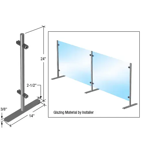 Brixwell PP24C Round Portable Partition Center Post, 24" (610 mm) Height x 1" (25 mm) Diameter