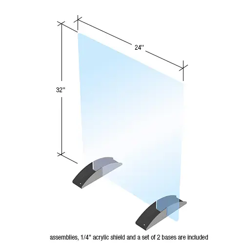 Brixwell PS2432NN Portable Acrylic Shield, 24" (610 mm) W x 32" (813 mm) H