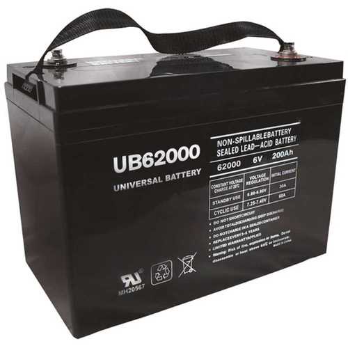 UPG UB62000 (Grp 27 Case) 6-Volt 200 Ah I4 Terminal Sealed Lead Acid (SLA) AGM Rechargeable Battery