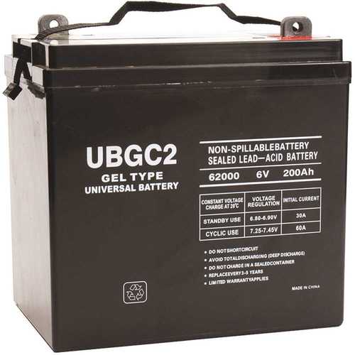 UPG UB-GC2 (Golf Cart) Gel 6-Volt 200 Ah L5 Terminal Sealed Lead Acid (SLA) GEL Rechargeable Battery