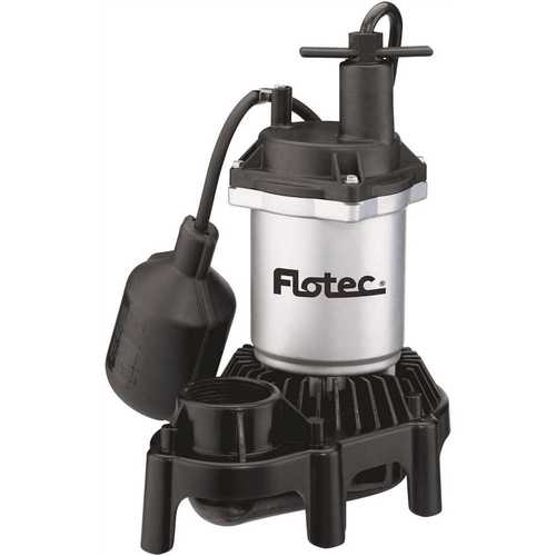 Sump Pump, 1-Phase, 4 A, 115 V, 0.33 hp, 1-1/2 in Outlet, 22 ft Max Head, 660 gph, Thermoplastic