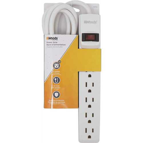 Southwire 41434 Woods 6 ft. 6-Outlet Power Strip with Overload Protection