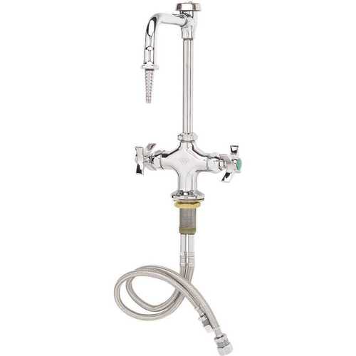 T&S BRASS 2-Handle Laboratory Faucet with Vacuum Breaker in Chrome