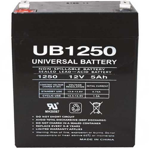 Universal Power Group UB1250 UPG 12-Volt 5 Ah F2 Terminal Sealed Lead Acid (SLA) AGM Rechargeable Battery