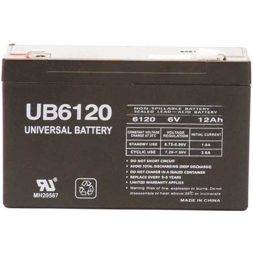UPG UB6120 6-Volt 12 Ah F2 Terminal Sealed Lead Acid (SLA) AGM Rechargeable Battery