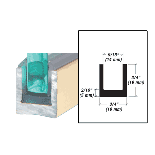 US Horizon DGC38BC Dry Glaze UChannel Fits 3/8 Inch Glass Bright