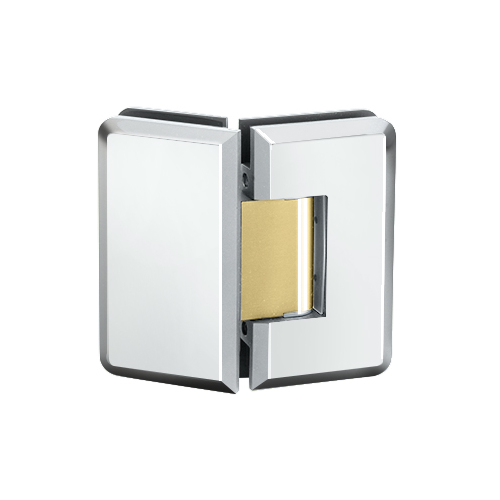 Adjustable Majestic Series Glass To Glass Mount Hinge 135 Degree Polished Chrome W/Brass Accents